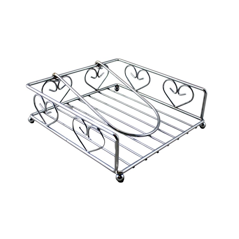 Dependable Industries Chrome Napkin Holder With Arm Classic Heart Design,