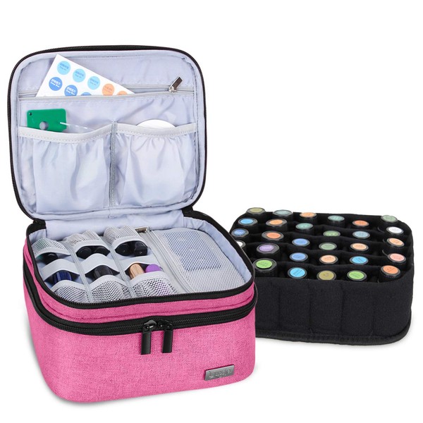 (Double-layer Bag: Fits for 30 bottles, Pink) - Luxja Essential