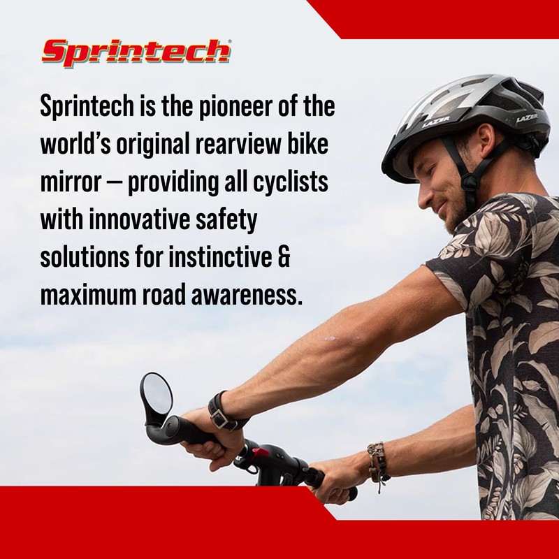 Sprintech Compact Adustable Rear-View Bicycle Mirror - P016 (Black, E-Bike)