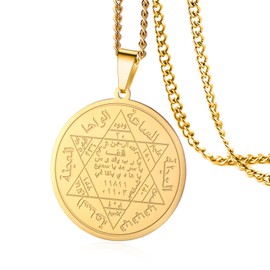 VASSAGO Solomon Necklace for Women Men Stainless Steel Pentagram Talisman King Solomon Magic Amulet Jewelry Gift, Stainless Steel