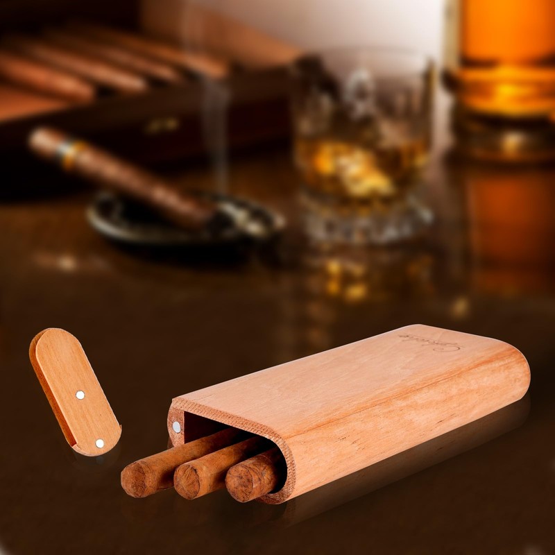 3-Finger Classy Case,Portable Travel Carry Box,Craftmanship Gift For Boss,Husband,Boyfriend,Men,Father