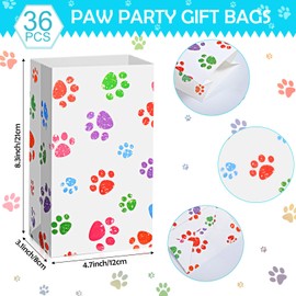 36 Pack Dog Paw Print Gift Paper Bags Dog Paw Print Treat Bags, Paw Print Gift Bags Dog Party Favors Paw Print Goodie Bags Dog Gift Bags Cat Treat Bags for Puppy Pet Treat Party Favor (Colorful)