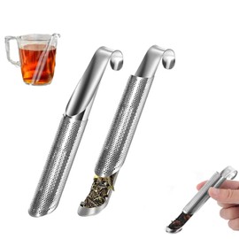 Stainless Steel Tea Strainer, Set of 2 Fine Mesh Tea Filter, Tea Strainer with Long Handle, Hook Handle, Tea Infuser, Stainless Steel Tea Hose, Diffusion Filter for Tea, Rose, Coffee, Spices, Tea