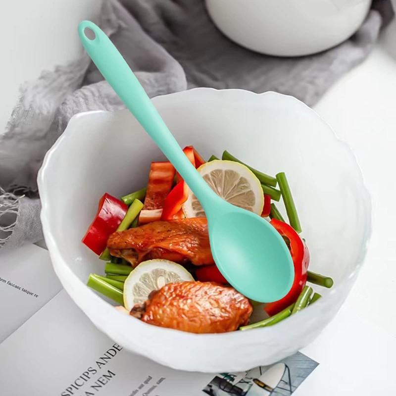 4 Pieces Small Silicone Nonstick Mixing Spoons, High Heat Resistant,Cooking