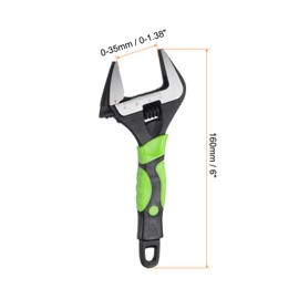 HARFINGTON Adjustable Wrench 6" CR-V Wrench Set Universal Spanner Wide Opening Jaw Phosphating for End and Plumbing Repairs, Black/Green
