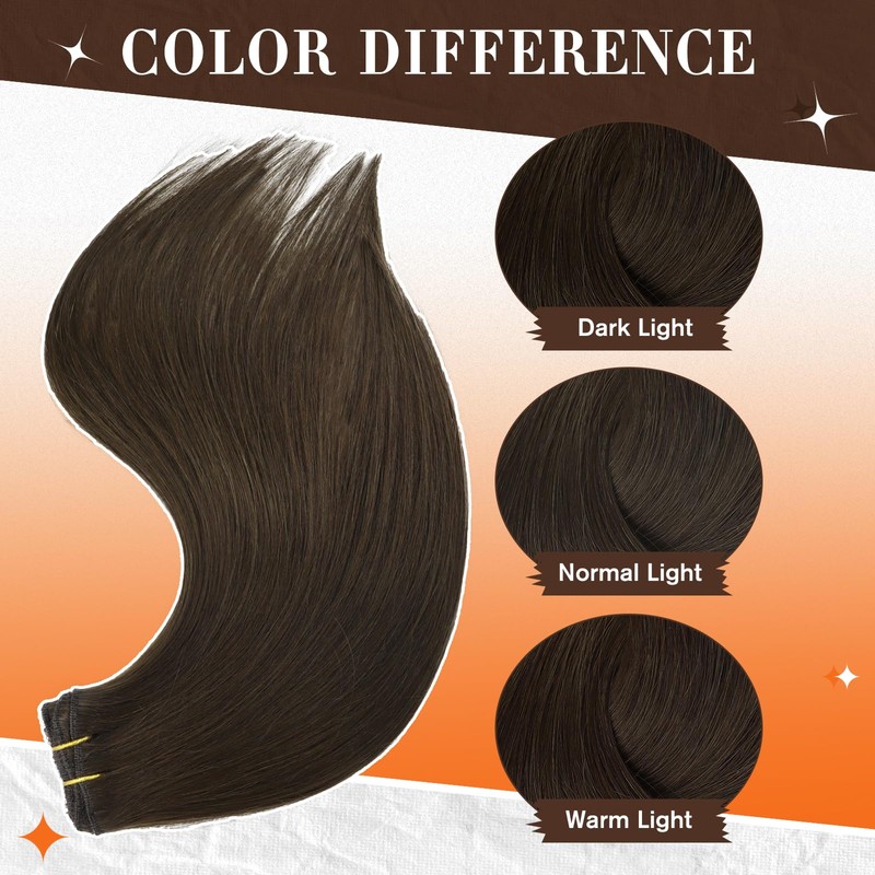 Full Shine Clip in Human Hair Extensions 18 Inch Breathable
