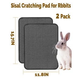 Niwaes Rabbit Scratching Pad 2 Pack Natural Sisal Bunny Scratcher Mat Bunny Scratch Foot Pad Small Animal Grinding Claw Pad Rug for Guinea Pigs Chinchillas (Gray)