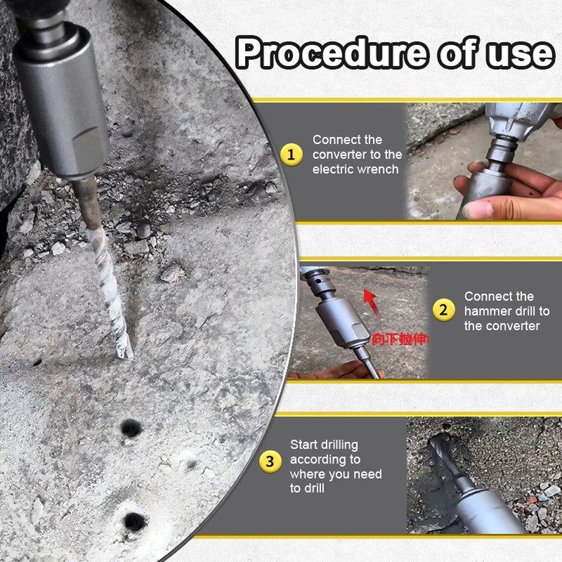 Multi-purpose Conversion Connector Electric Impact Wrench to Electric Hammer Converter