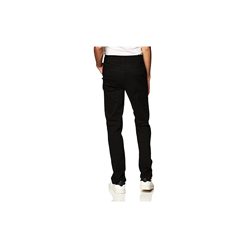 Southpole Men's Flex Stretch Basic Long Chino Pants, Black, 36X32