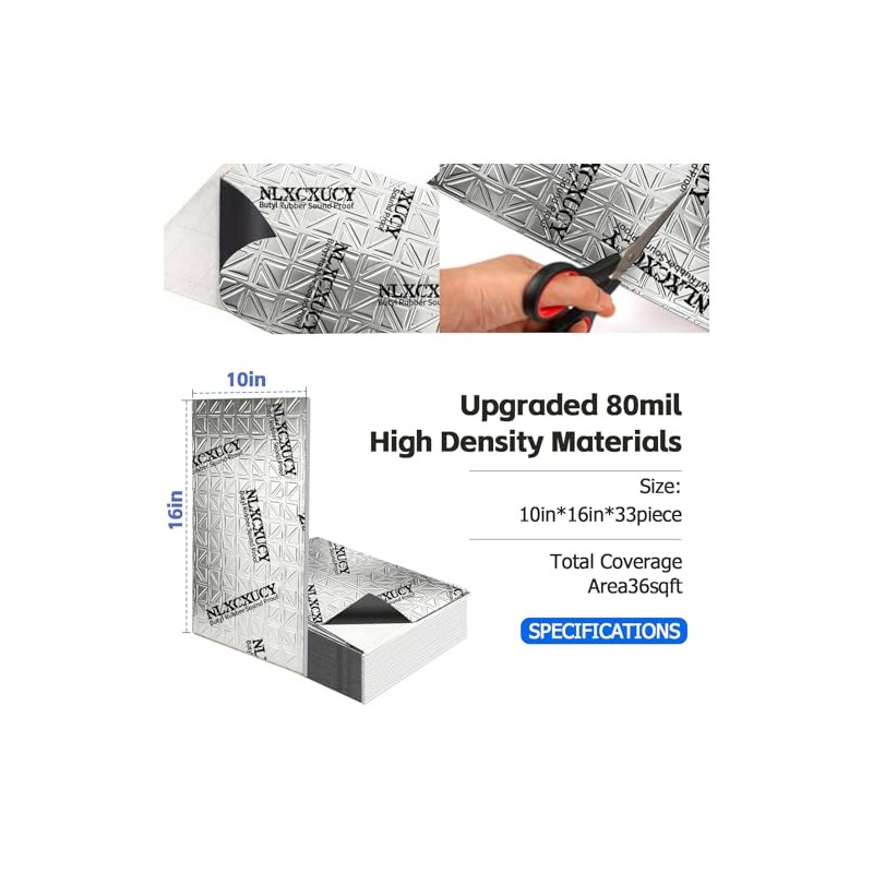 Automotive Sound Deadening Material - 36 sqft Noise Insulation