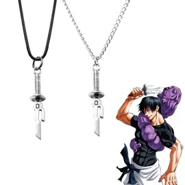 Yannasa Toji Necklace Anime Jujistu Kaisen Necklace Toji Fushiguro Cosplay Alloy Silver Merch Gifts 2pcs for Men Women