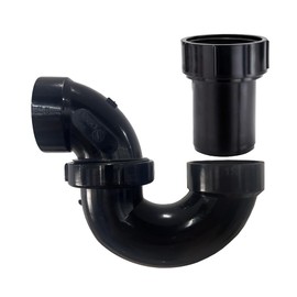 RV P Trap 1.5 Inch | Leak & Odor Proof Drain Kit for Bathroom/Kitchen Sink with White Threaded Adapter Ring |1-1/2" Black