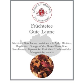 Lerbs & Hagedorn, Fruit Tea Good Mood, 250 g (approx. 21 Litres) Hibiscus, Rose Hips, Orange Pieces, Rose Petals, Cornflowers