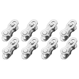 HARFINGTON 8pcs Bicycle Missing Link 6/7/8 Speed Reusable Steel Bicycle Chain Link Connector Quick Link Bicycle Chain Coupling for Mountain Bikes Road Bicycle Chain Replacement, Silver