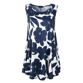 Veranee Women's Sleeveless Swing Tunic Summer Floral Flare Tank Top (XX-Large, 6-33)