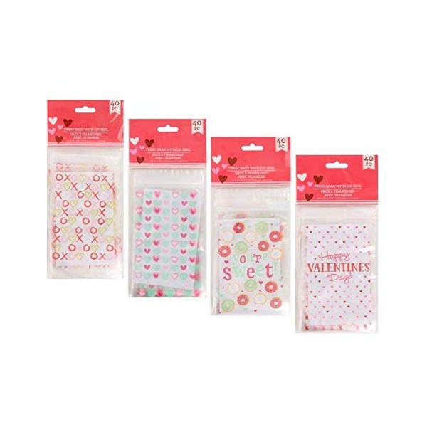 Valentine Themed Treat Bags with Zip-Seal (80)