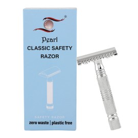 Pearl shaving Double Edge Safety Razor SSH-01 Open comb + Close comb (chrome) Short Handle, 5 blades