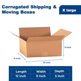 12x9x5""|| 305 x 229 x 127mm || AKAR Cardboard Mailing Box Shipping Mailing Parcel Postal Brown Cardboard Boxes Small Parcel Single Wall House Moving Removal Strong Storage Box [Pack Of 5]