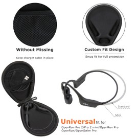 Ginsco Case Compatible with SHOKZ New OpenRun Pro 2/Pro 2 Mini/OpenRun pro Open-Ear Bone Conduction Sport Headphones, with OpenRun/Openrun Mini/OpenSwim Pro/OpenSwim, Hard Shell Carrying Case(Gray)