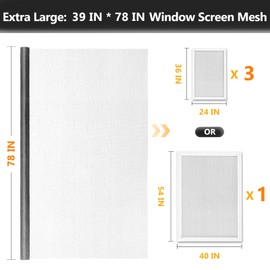 Secopad Window Screen Door Repair Kit, 39" x 78" Screen Door Mesh Replacement Kit, Durable Fiberglass Mesh Screen Roll with Tools for Windows Doors Patio and Porch Screens Replacement, Grey