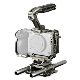 Tilta Camera Cage Basic Kit for FX3/FX30 V2 | Includes Full Cage Top Handle, Baseplate & More | Top Plate NATO Rail, Cold Shoe, 1/4"-20 and 3/8"-16 | TA-T16-A-TG Titanium Gray