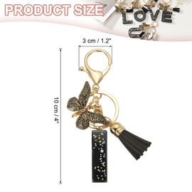 PATIKIL Alphabet Initial Letter Keychain, Resin Cute Keychains with Tassel Butterfly Letter I Pendant Charm for Women Key Purse Handbag Bag Accessories, Black