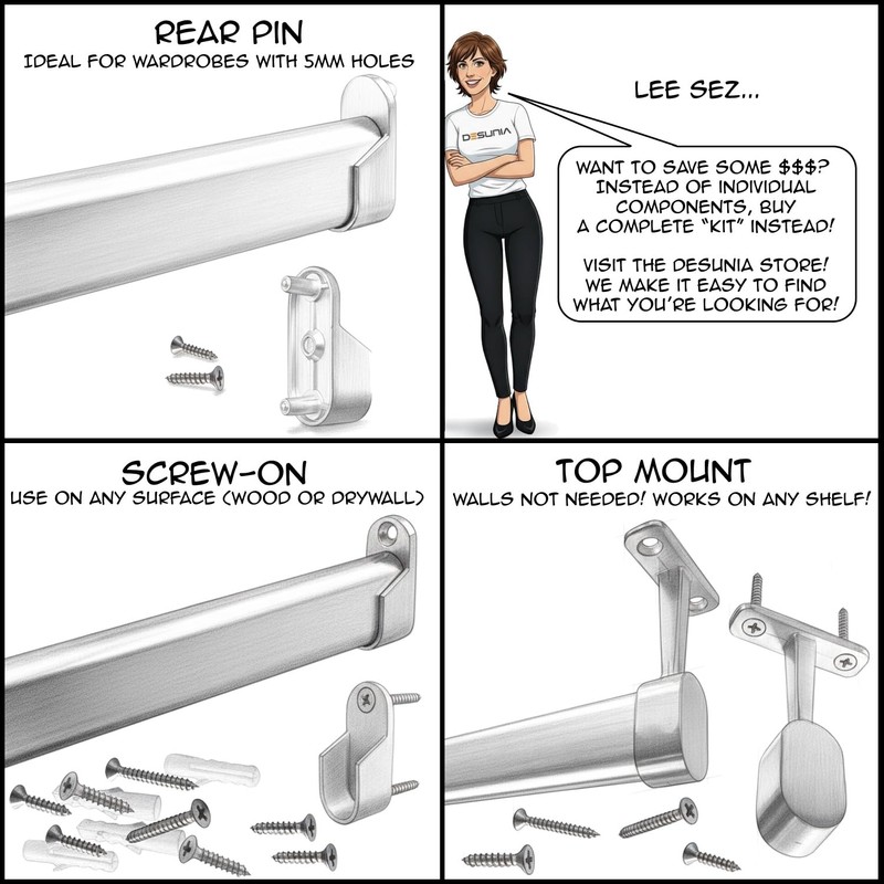 Oval Closet Rod End Hanger | Black | 2 Pack