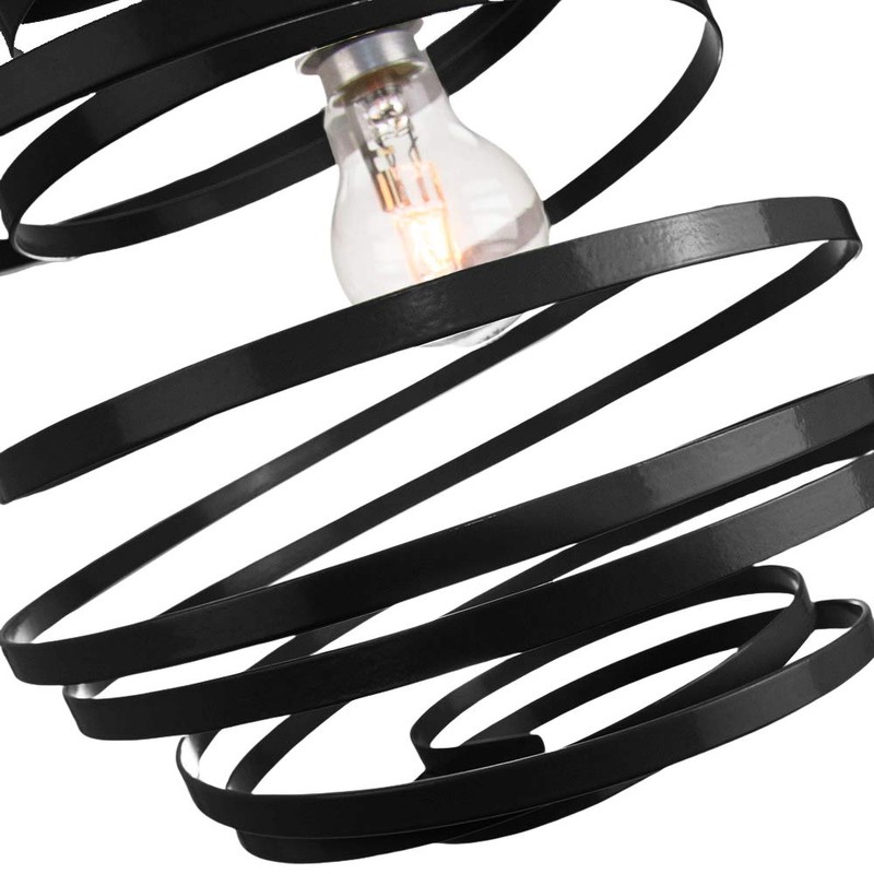Modern Designer Black Gloss Metal Double Ribbon Spiral Swirl Ceiling
