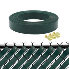 XKMT- Green Chain Link Fence Privacy Slats Tape w/Brass Fasteners, Green, 1.8 in x 250 ft