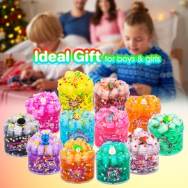 12 Pack Jelly Cubes Clear Slime Set Crystal Slime with Jelly Cubes Party Favors Holiday Birthday Toys for Kids for Boys and Girls