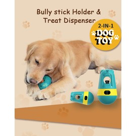 TAYRI SafeChew - Dog Bully Stick Holder and Treat Dispenser, Slow Feeder Toy for Dogs 10-55 lbs (Green)