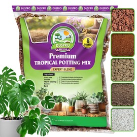 DUSPRO Recycle Tropical Potting Mix Pre-Mixed 5in1 with Pine Bark, Coco Coir, Perlite, Worm Casting & Pumice Ideal Aroid Mix Soil for Monstera, Pothos, Philodendron, Other Indoor HousePlants 8QRT