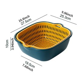 HAOHIZE Plastic Kitchen Strainer Bowl Set, Pasta Strainer Plastic, Sieve Kitchen Plastic, Fruit Vegetable Washing Basket, Food Strainers and Strainers, 2-Tier Stackable Sieve Washer Dryer, Dishwasher
