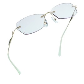LifeArt Blue Light Blocking Glasses, Computer Reading Glasses, Anti Blue Rays, Reduce Eyestrain, Rimless Frame Tinted Lens with Diamond, Stylish for Men and Women (+2.00 Magnification)