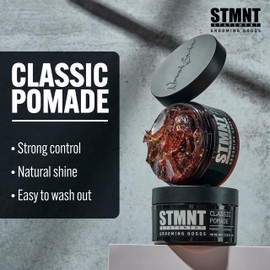 STMNT Grooming Goods Classic Pomade, 3.38 oz | Natural Shine | Strong Control | Easy to Wash Out