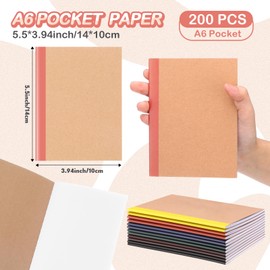 Sherr 200 Pack Kraft Small Notebooks Bulk A6 Blank Unlined Pocket Notebook Mini Kraft Paper Journals Mini Sketchbooks for Travelers Home Office School Supplies, 4 x 5.5 Inch(Jewel Tone)