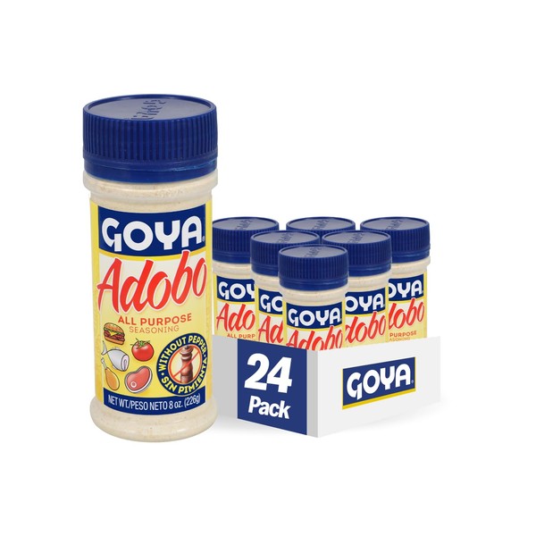 Goya Adobo All Purpose Seasoning Without Pepper, Vegan, Natural, 8 Ounces (Pack Of 24)
