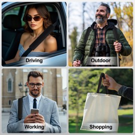 Glaoguan 2PCS Black Soft Car Seat Belt Cover Pad Filled with Sponge for a More Comfortable Driving, Suede Seatbelt Cushion Compatible with All Cars and Backpack 10.2in