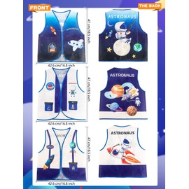 8 Pack Kids Astronaut Vest Costume Astronaut Role Play Costume Outer Space Vest Dress up for Career Day Pretend Play Astronaut Theme Party Favors