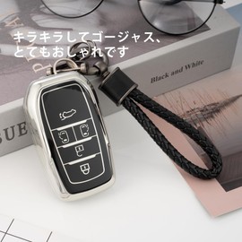 [Unhoke] Voxy 90 Series Key Case, Noah 90 Series Key Cover, New Voxy Noah Voxy Alphard Smart Key Case, Luxury, Lightweight, Scratch-Resistant, TPU, 5 Buttons, Fashionable, white (off-white)