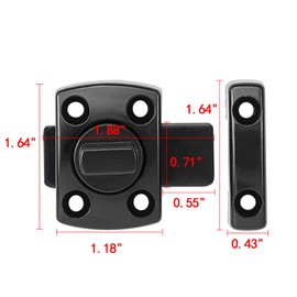 INIRET 3 Packs Black Rotating Bolt Latch,Enhanced Security for Doors, Ideal for Pets, Furniture, Windows, Bathrooms, and Wine Cabinets, Versatile for Various Home Applications