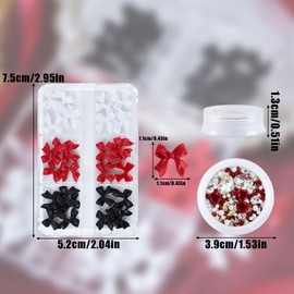 3D Nail Charms, 2 Boxes Beads Flowers Bows Nail Charms, Resin Nail Art Decoration Arches Rhinestones Nails for Women Girls Manicure Design Jewellery Accessories DIY Crafts