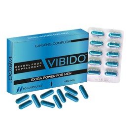 VIBIDO 490mg UK | Stronger | Longer | Harder | Performance | Extra Strength Enhancing Pills | Stamina Endurance Booster Supplement for Men | 10 Ginseng Capsules
