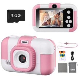 Kids Camera, SUZIYO Children Digital Selfie Video Camcorder 1080P Dual Lens 2.4 Inch HD, Birthday Christmas Electronic Gifts Toys for Age 3-9 Years Old Toddlers Girls Boys with 32G TF Card,Pink