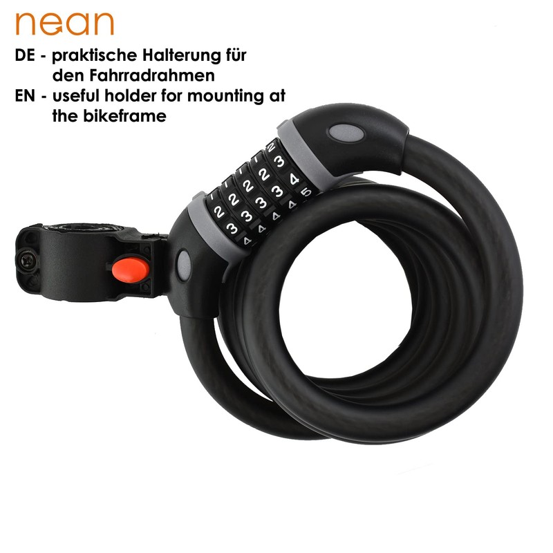 nean Bicycle Lock with Numbers, Cable Lock with Numbers Code