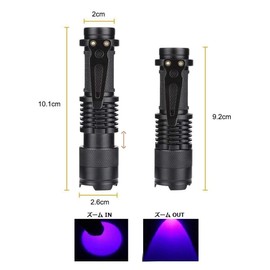 Black Light, LED Ultraviolet Light, UV Flashlight, Waterproof, Mini LED, Adjustable Focus, Strong Power, Prevents Invisible Dirt, Pets Pee Search, Counterfeit Detection, Authenticity, Minerals,