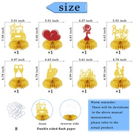 KEWUFD 8PCS Bridal Shower Honeycomb Centerpieces Bridal Shower Table Decorations for Wedding Anniversary Party Decoration Supplies