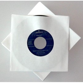 7” White Paper Record Sleeves for 45 RPM Vinyl – Durable 20 lb. Paper with Center Hole (100 Pack)