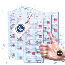 LevinQ Water Purification Tablets [Pack of 50] *NSF Tested * Value Pack 100% Germ-free Drinking Water 25 Litres / Tablet + Gloves PE | Water Sterilization Tablets for Crisis Prevention Outdoor,