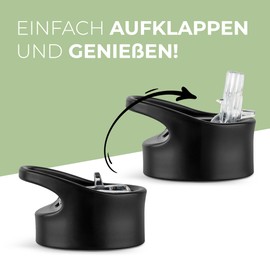 Vinsun Replacement Lid Set for Stainless Steel Drinking Bottles – Variable Straws Suitable for 500 ml, 650 ml, 750 ml, 1000 ml – Leak-proof Straw Lid Diameter 57 mm with Cleaning Brush